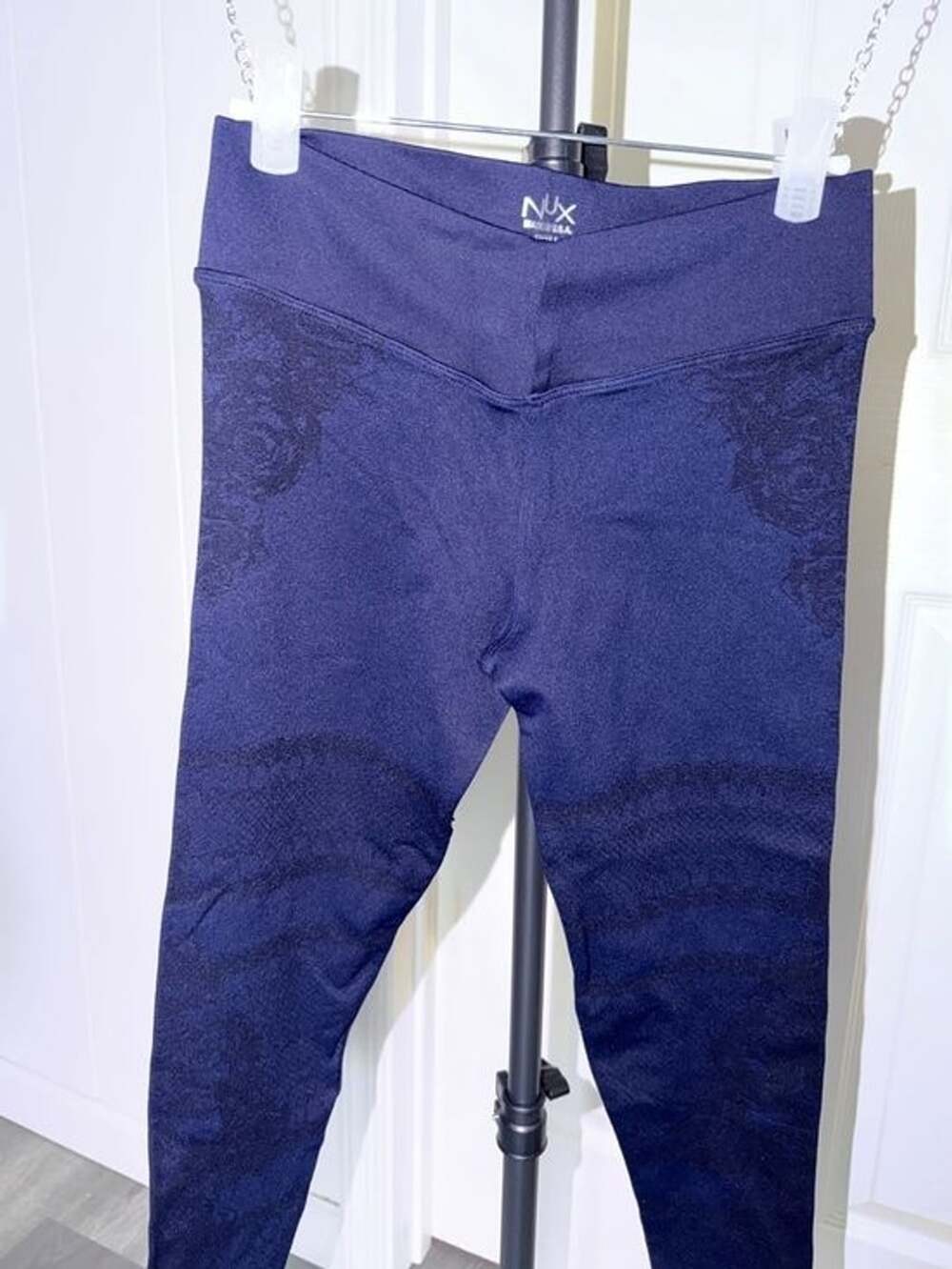 NUX Navy Blue Kids Leggings with Subtle Texture